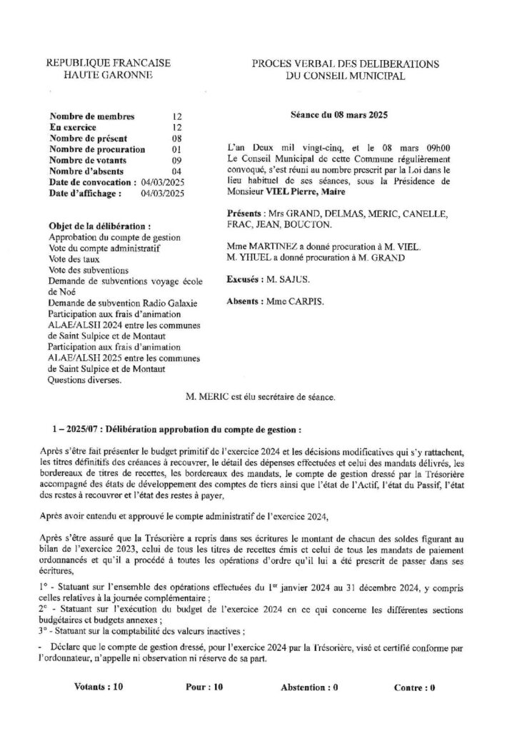 Procès Verbal Du 08 Mars 2025